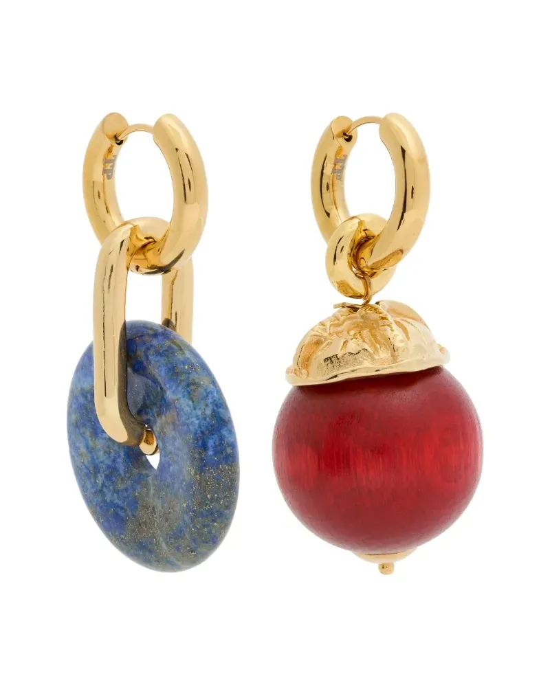 TIMELESS PEARL Creolen mit Holz- und Chalzedon-Perlen - Gold Gold