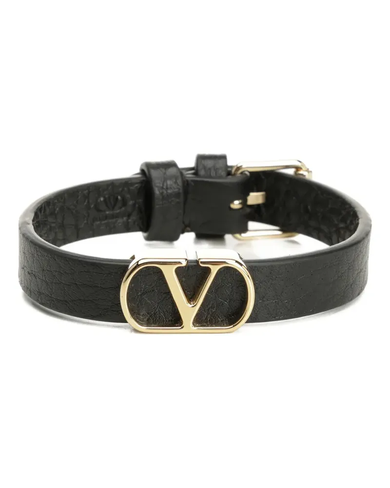 Valentino Garavani Lederarmband mit V-Logo - Schwarz Schwarz