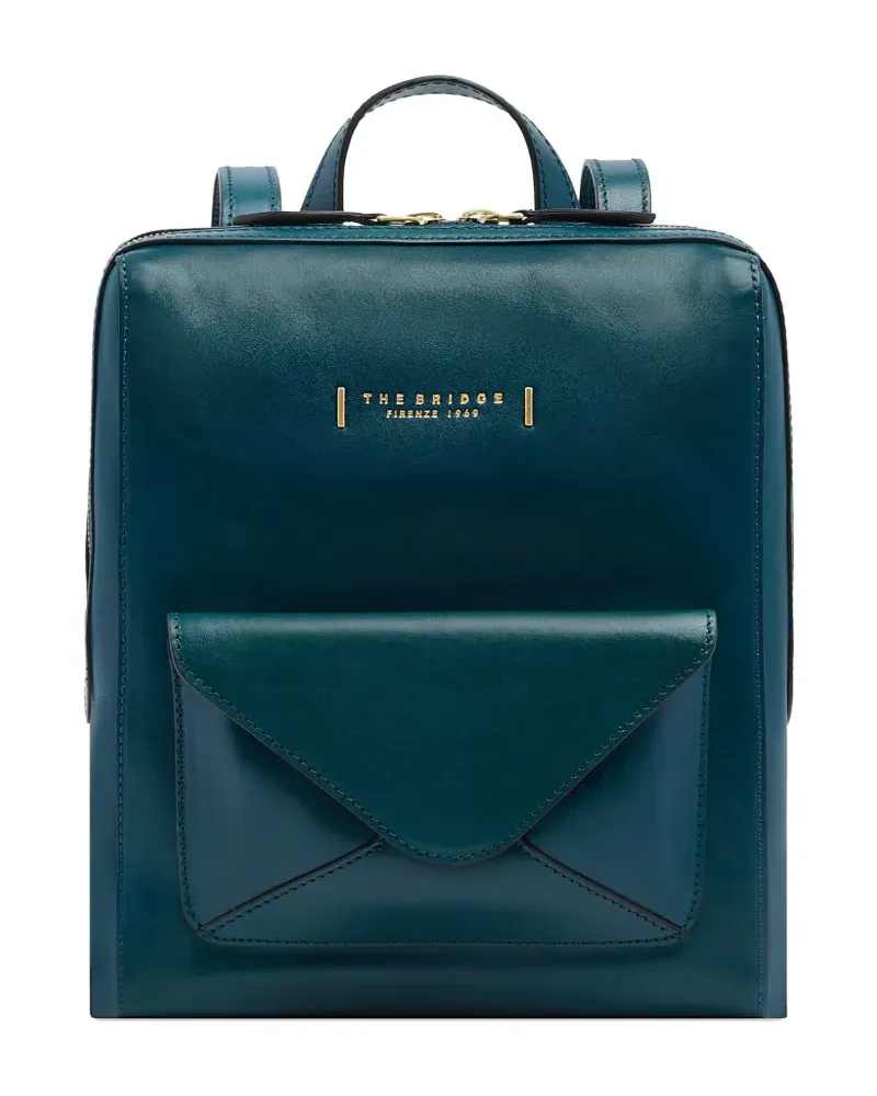 The Bridge leather envelope-pocket backpack - Blau Blau