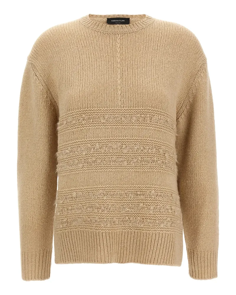 Fabiana Filippi Rundhals-Pullover mit Bouclé-Einsatz - Nude Nude