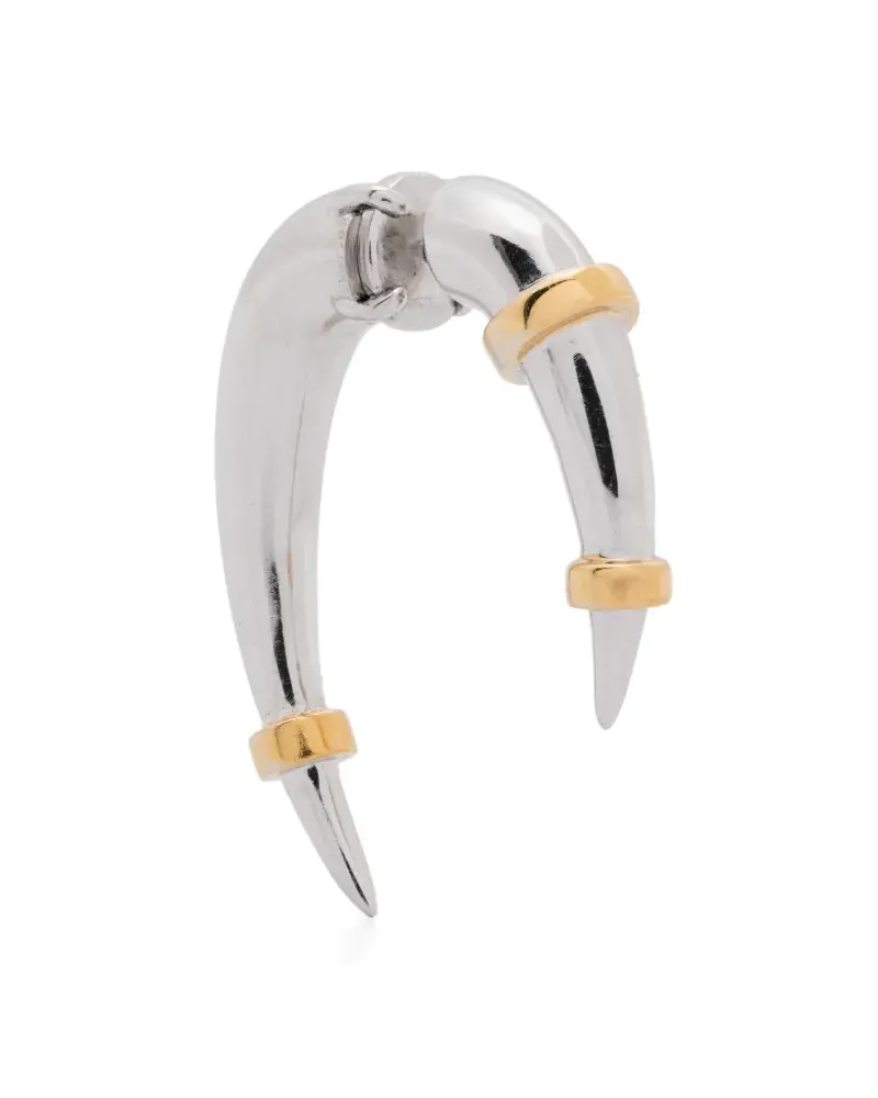 Rainbow K Einzelner 14kt Horn Gelb- und Weißgoldohrring - Silber Silber