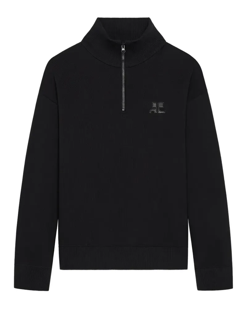 Courrèges Sweatshirtjacke mit Logo-Patch - Schwarz Schwarz