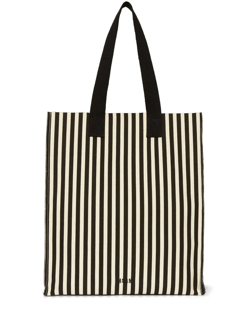 MSGM Gestreifter Shopper - Schwarz Schwarz