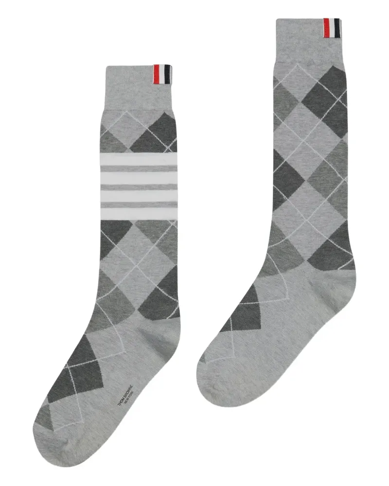 Thom Browne Socken mit Karomuster - Grau Grau
