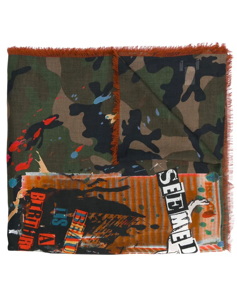 Valentino Garavani Schal mit Camouflage-Print - Grün Grün