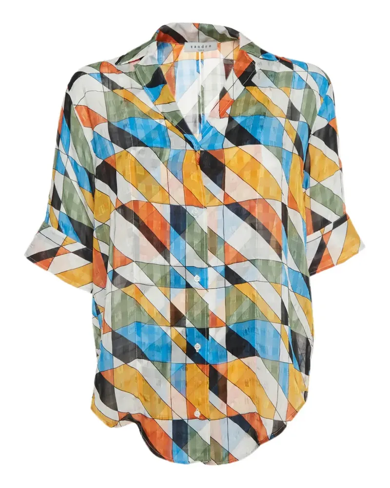 Sandro Rückenfreies Hemd mit Geo-Print - Weiß Weiß