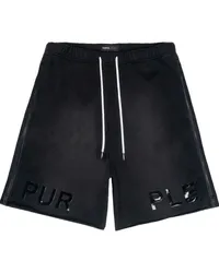 PURPLE BRAND Shorts mit Logo-Applikation Schwarz