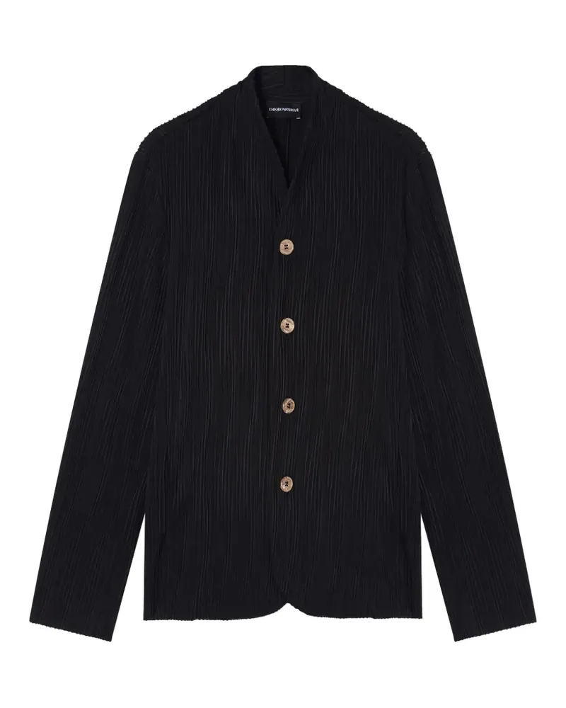 Emporio Armani textured-effect single-breasted jacket - Schwarz Schwarz