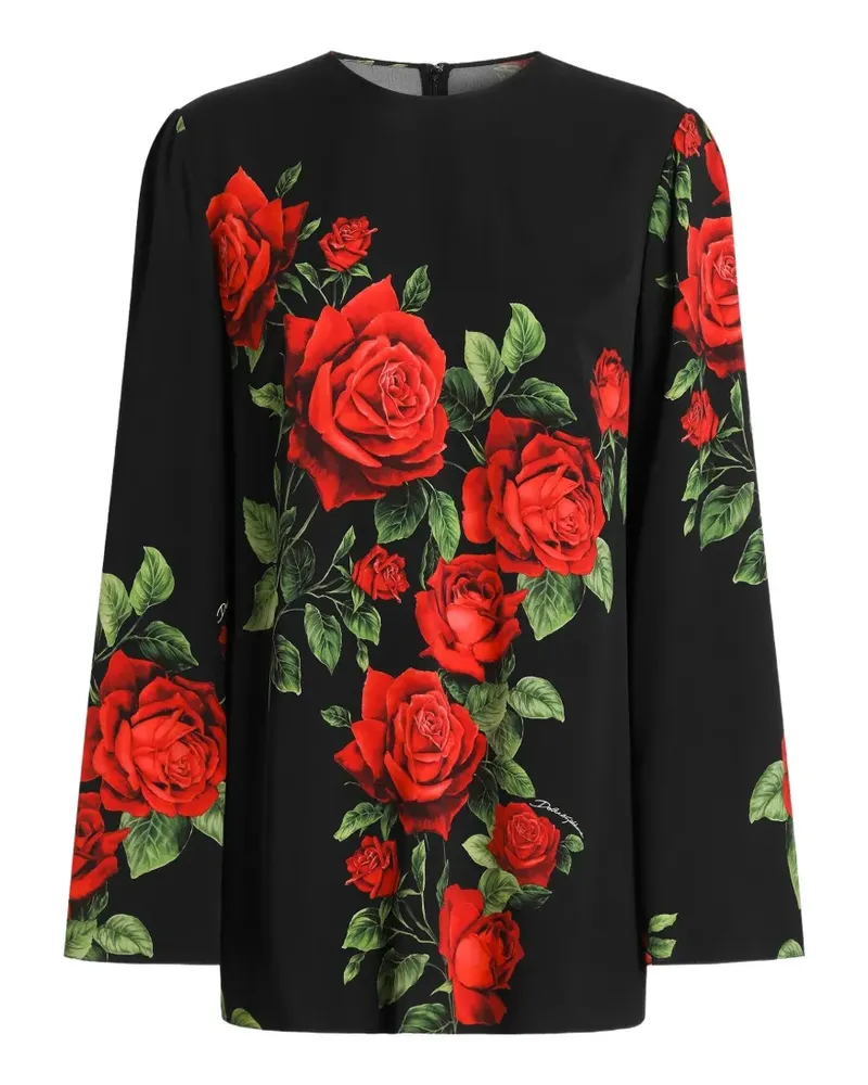 Dolce & Gabbana Bluse mit Rosen-Print - Schwarz Schwarz