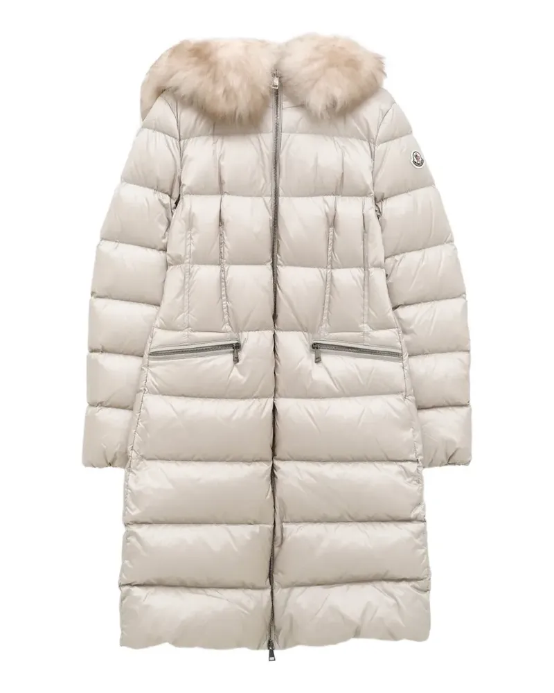 Moncler fur-trim quilted coat - Nude Nude