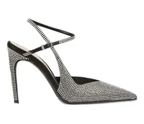 Slingback-Pumps mit Kristallen 105mm - Schwarz