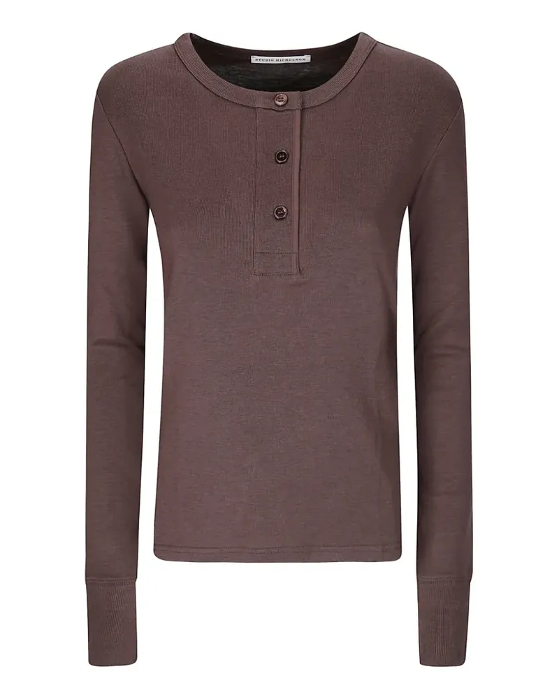 Studio Nicholson Roane ribbed Henley top - Braun Braun