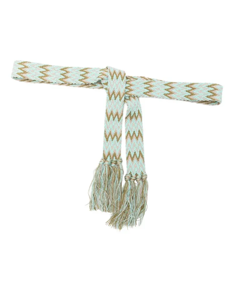 Pierre-Louis Mascia zigzag-knit tassel-detail belt - Nude Nude