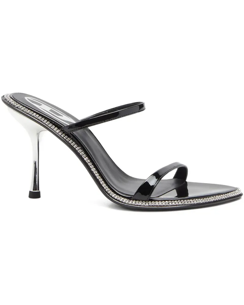 Diesel Sandalen mit Kristallen 90mm - Schwarz Schwarz