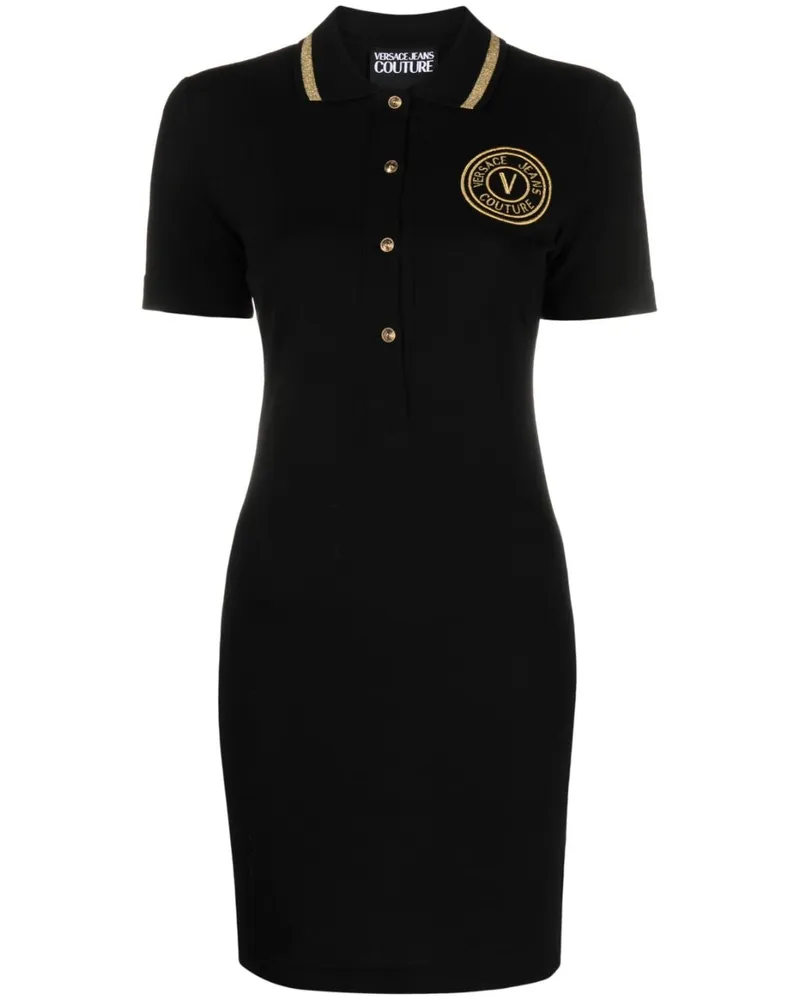 Versace Jeans Poloshirtkleid mit V-Emblem - Schwarz Schwarz