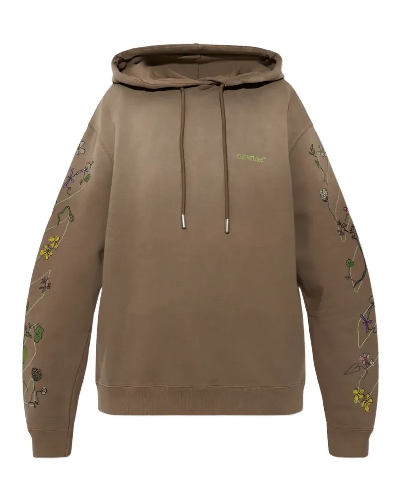 OFF-WHITE floral-embroidered hoodie - Braun Braun