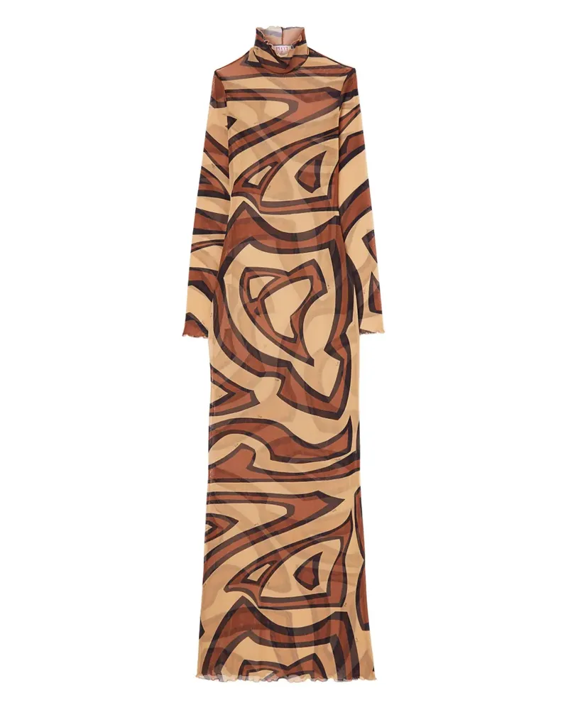 Emilio Pucci wave-print turtleneck dress - Nude Nude