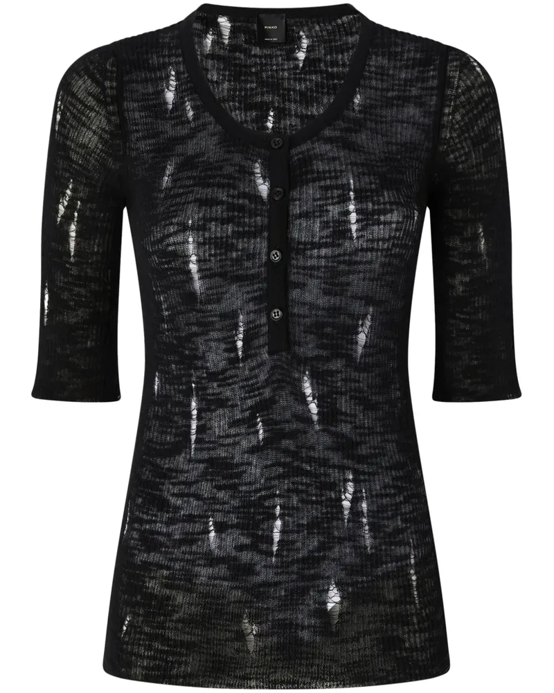 Pinko Oberteil mit Distressed-Detail - Schwarz Schwarz