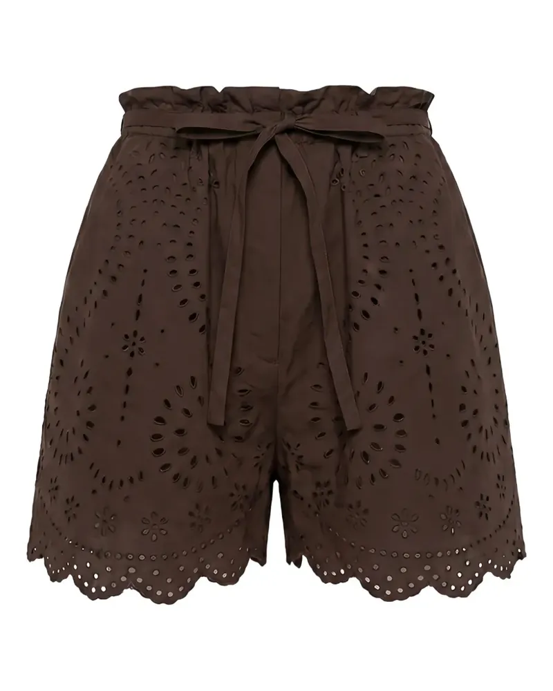 MEIMEIJ broderie-anglaise scalloped shorts - Braun Braun