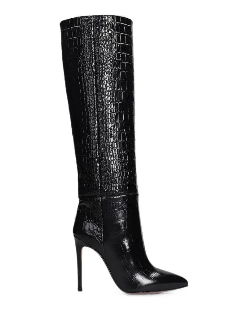 Paris Texas croc-effect knee-high boots - Schwarz Schwarz