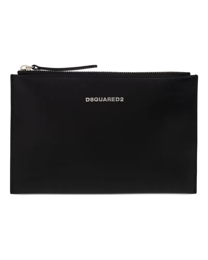 Dsquared2 logo-plaque zip clutch bag - Schwarz Schwarz