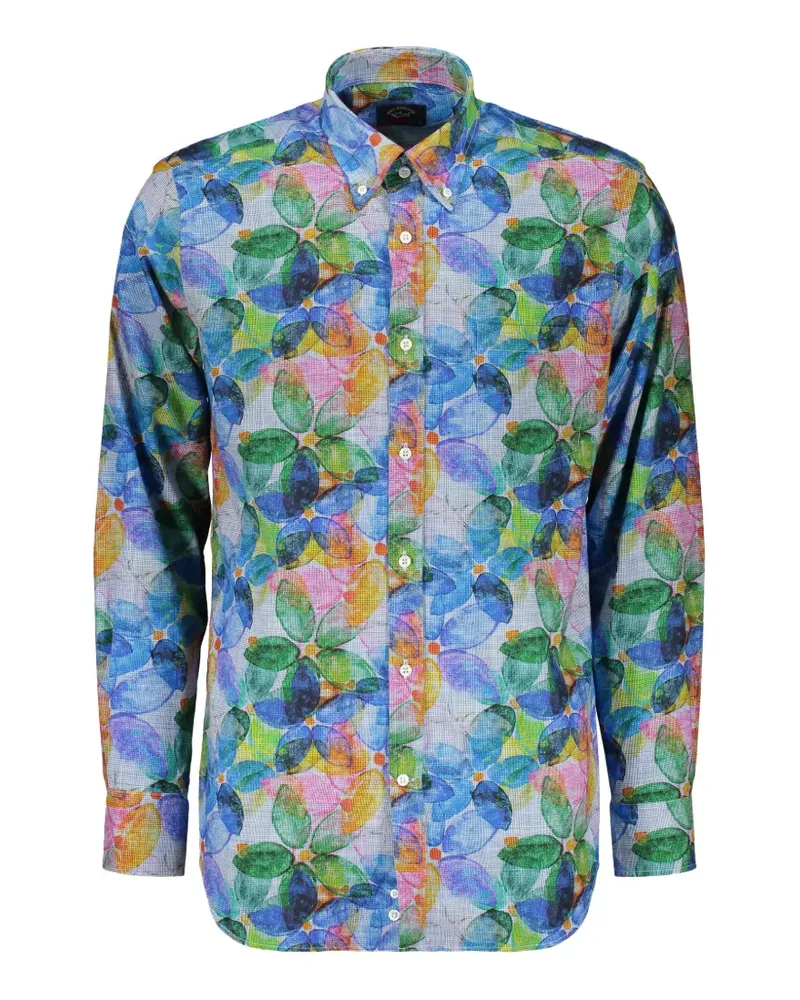 Paul & Shark floral-print long-sleeved shirt - Blau Blau