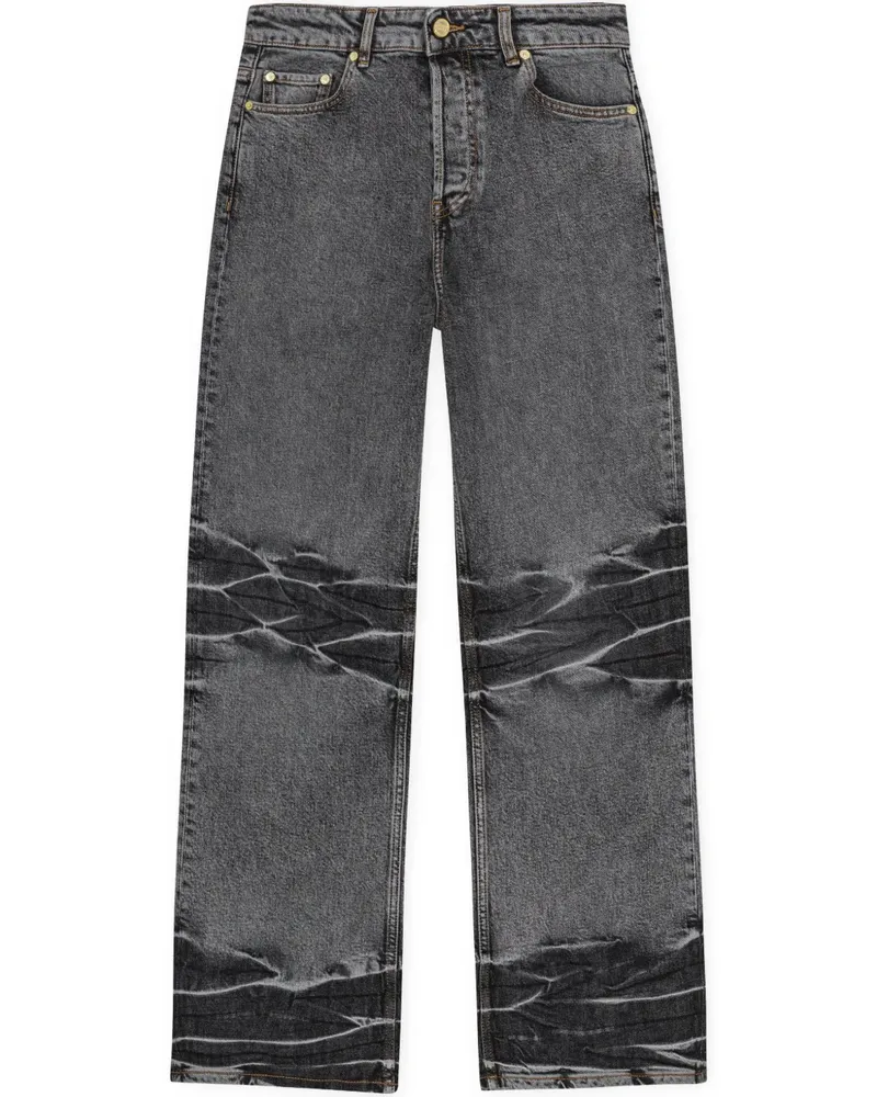 Ganni Wide-Leg-Jeans mit Tragefalten - Schwarz Schwarz