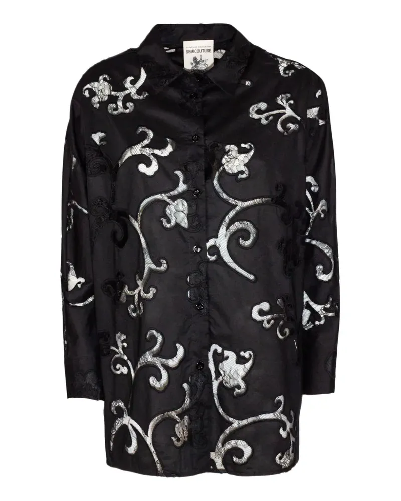 Semicouture embroidered poplin shirt - Schwarz Schwarz