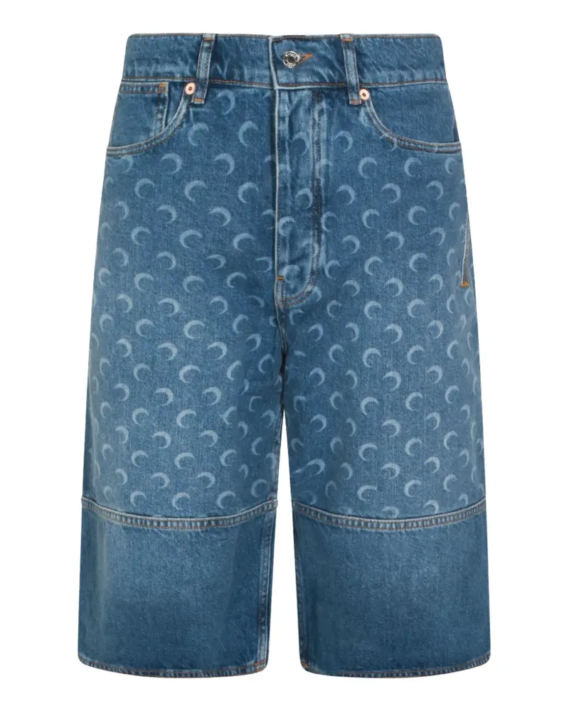 Marine Serre Moon-print panelled shorts - Blau Blau