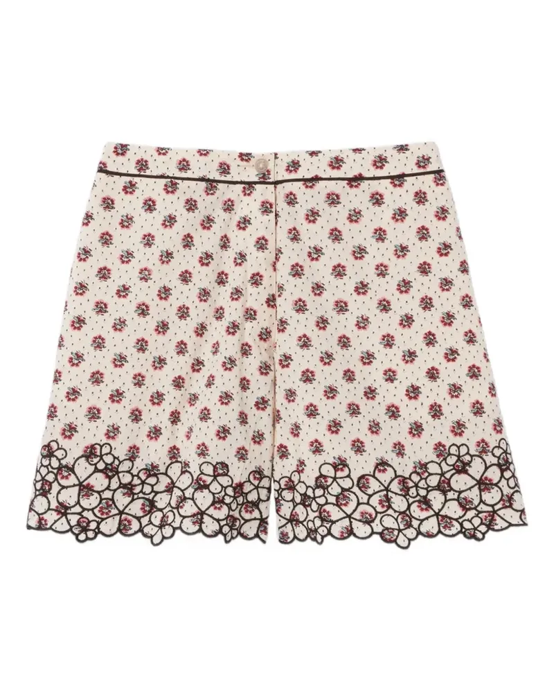 Claudie Pierlot floral-print embroidered shorts - Nude Nude