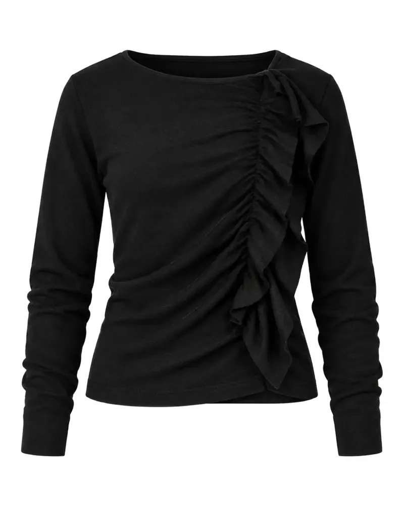 Liviana Conti ruffled long-sleeve T-shirt - Schwarz Schwarz
