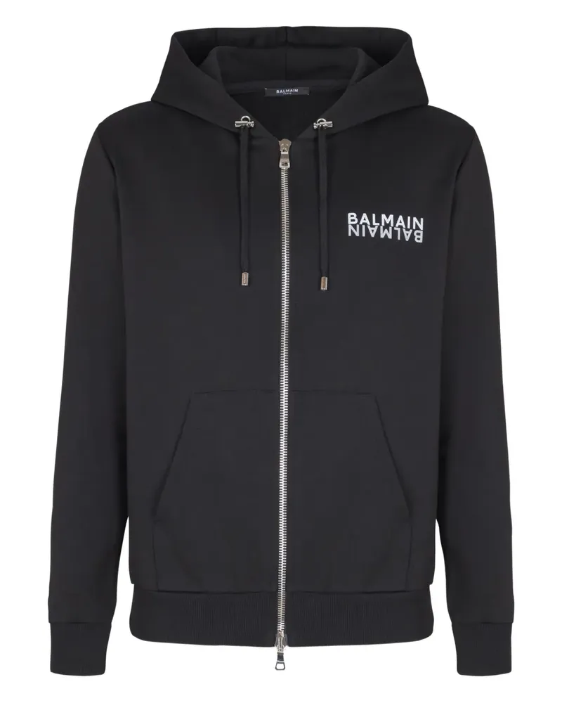 Balmain Kapuzenjacke mit Reißverschluss - Schwarz Schwarz