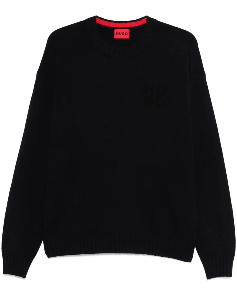 HUGO BOSS Pullover mit Logo-Intarsie - Blau Blau