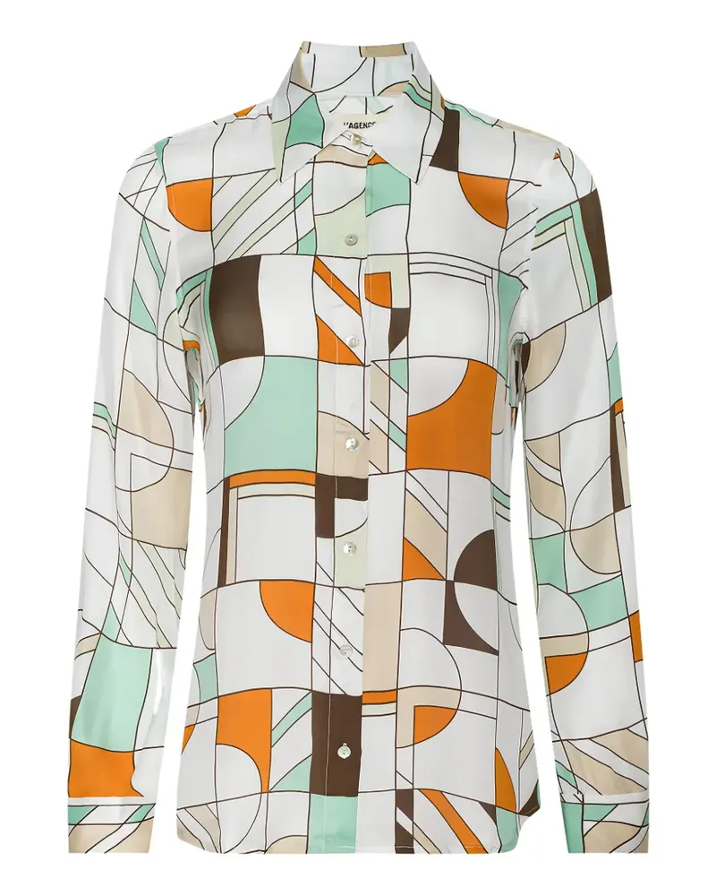 L'Agence Nina geometric-print blouse - Weiß Weiß