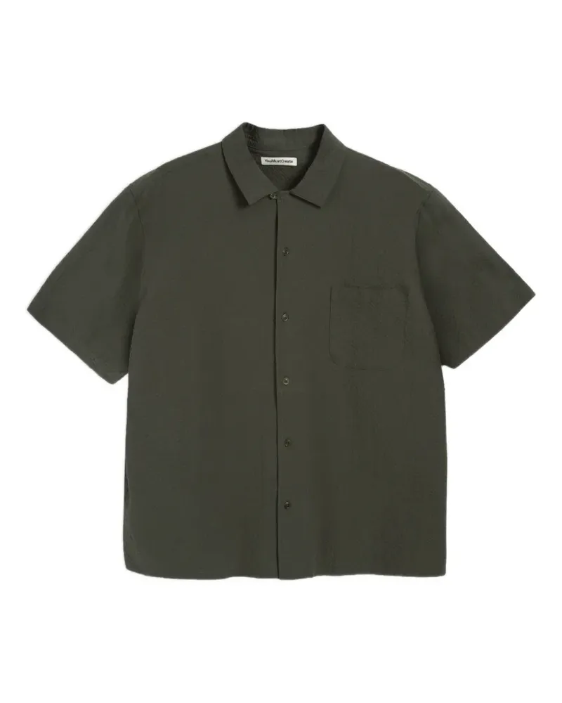 YMC Seersucker-Hemd - Grün Grün