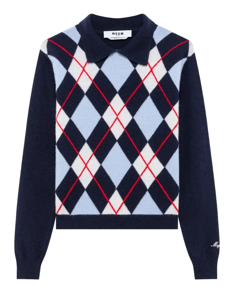 MSGM Pullover mit Argyle-Muster - Blau Blau