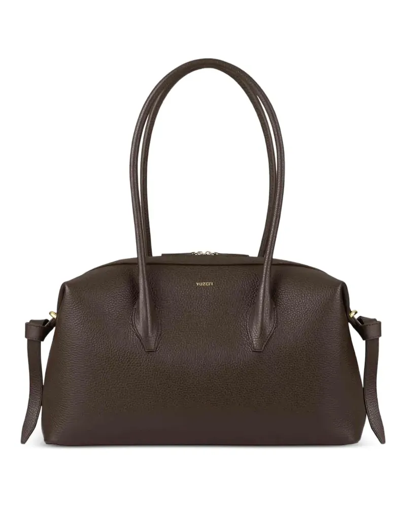 YUZEFI Brioche grained leather shoulder bag - Braun Braun