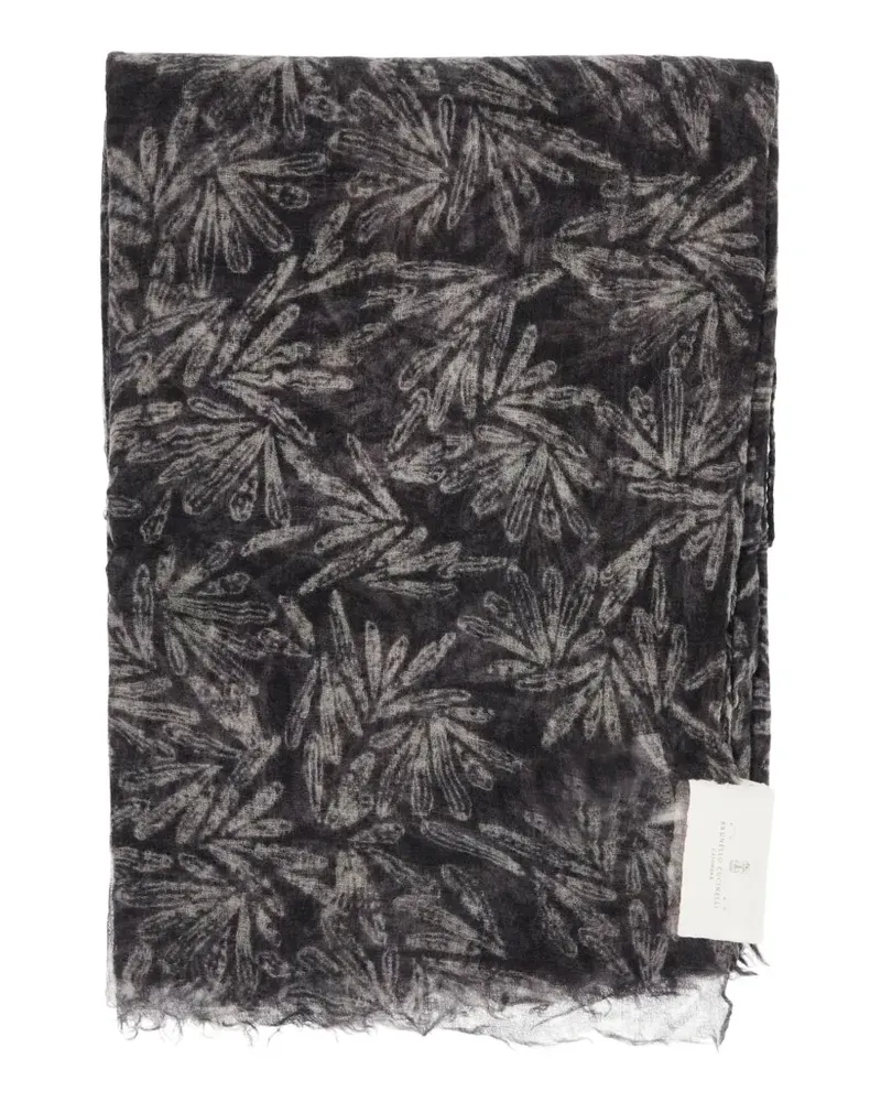 Brunello Cucinelli fern-print scarf - Grau Grau