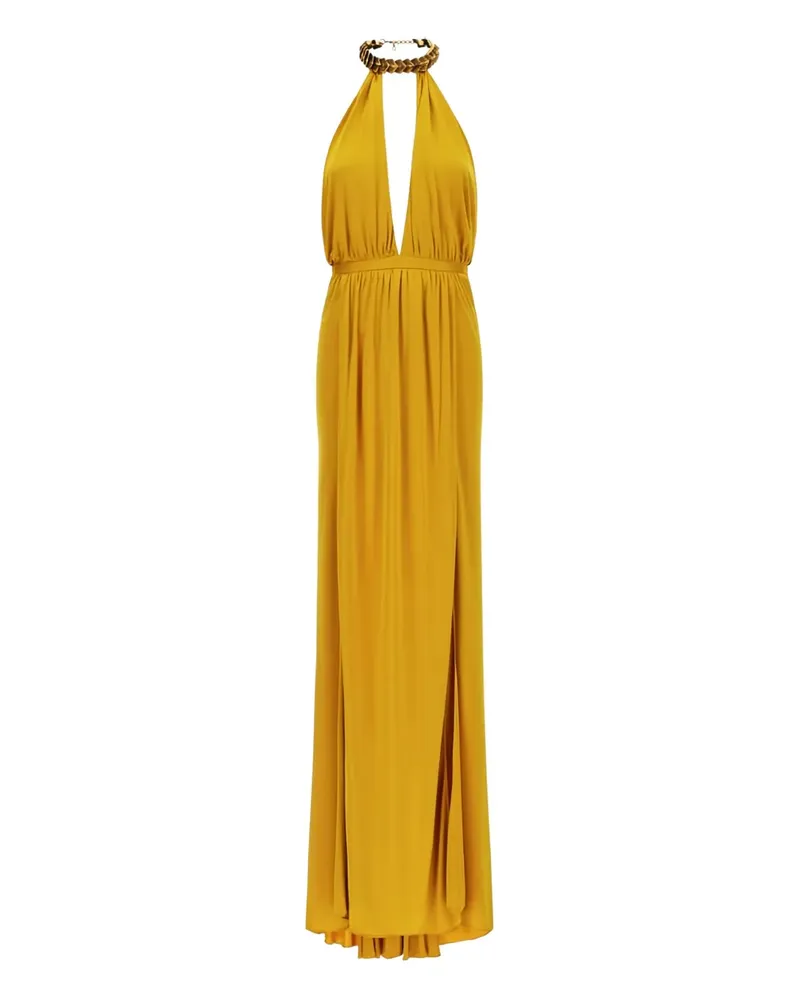 Roberto Cavalli Neckholder-Maxikleid mit Schlitz - Gelb Gelb