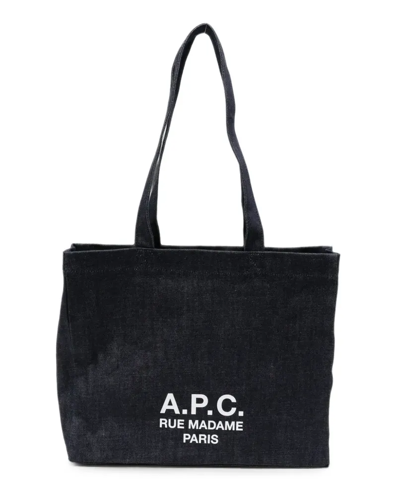 A.P.C. logo-print denim tote bag - Blau Blau