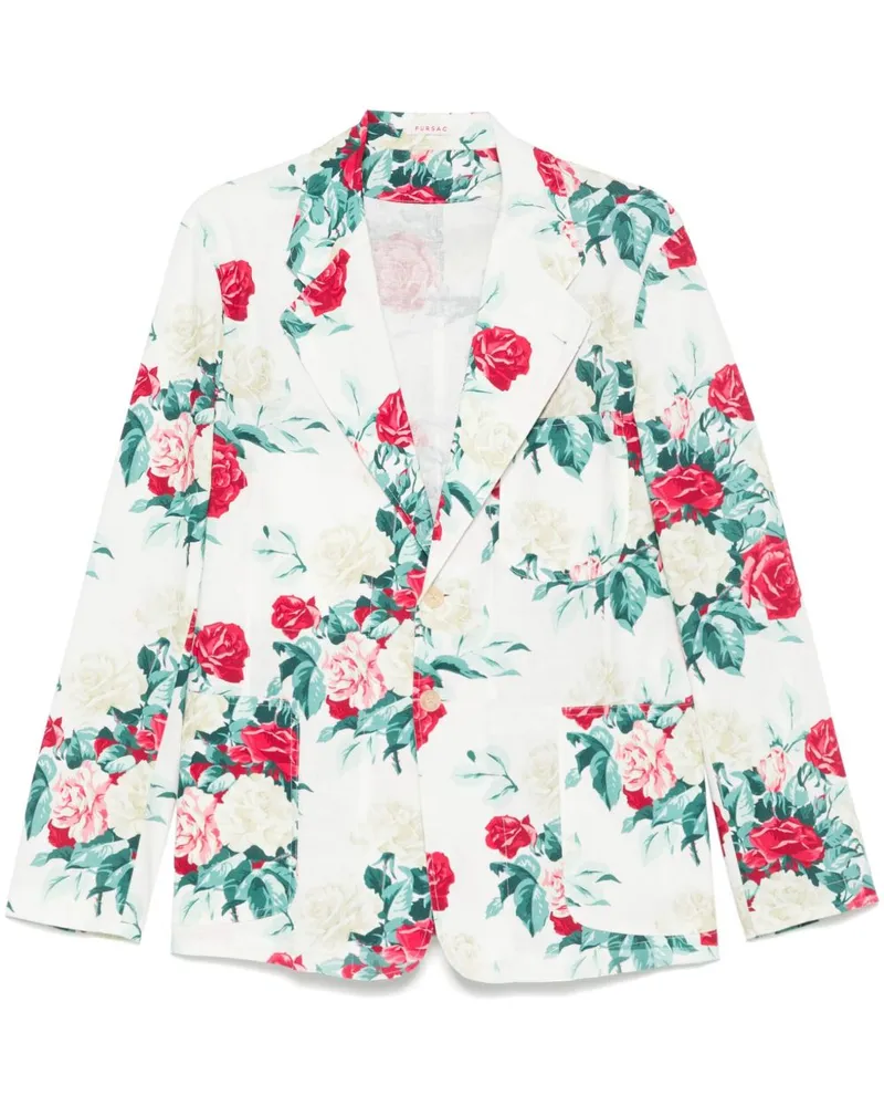 FURSAC Sakko mit Light Flower-Print - Weiß Weiß