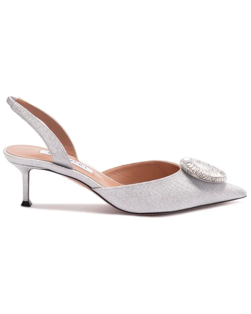 Aquazzura Crystal Hoop Slingback-Pumps 50mm - Silber Silber