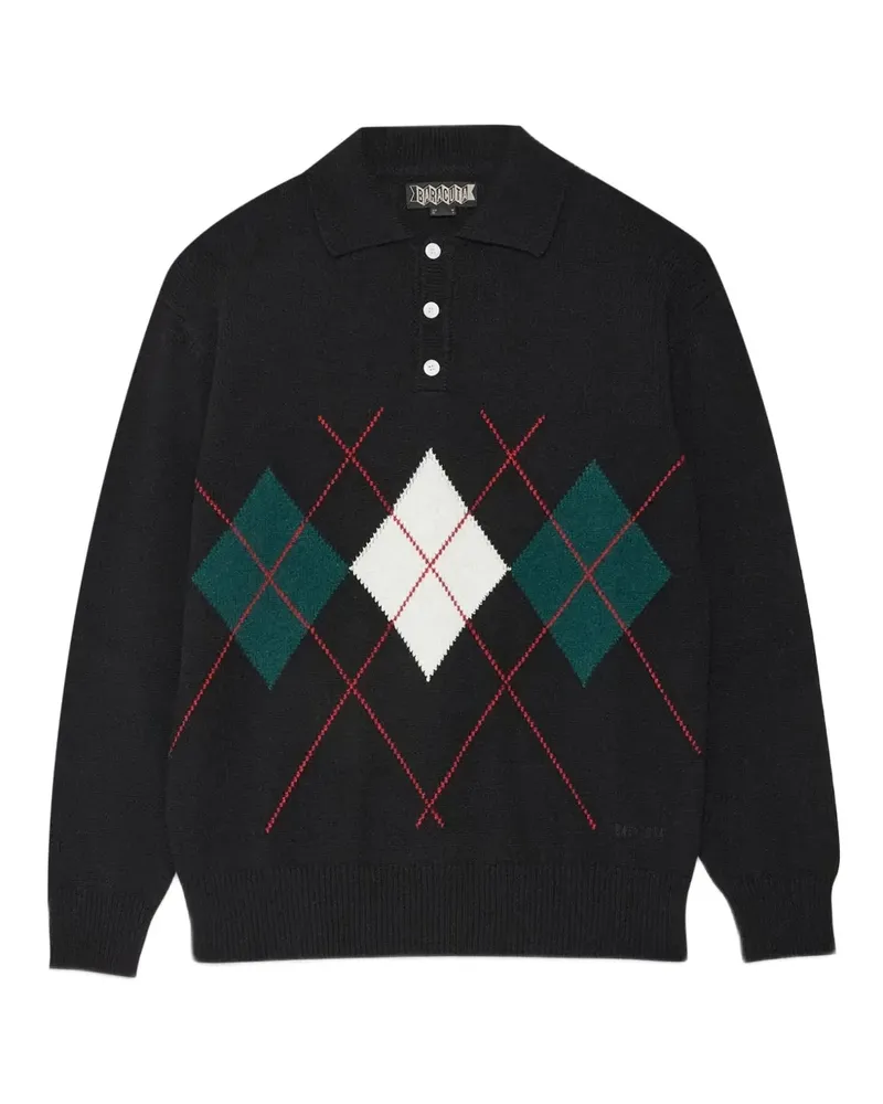 Baracuta Poloshirt mit Argyle-Muster - Schwarz Schwarz