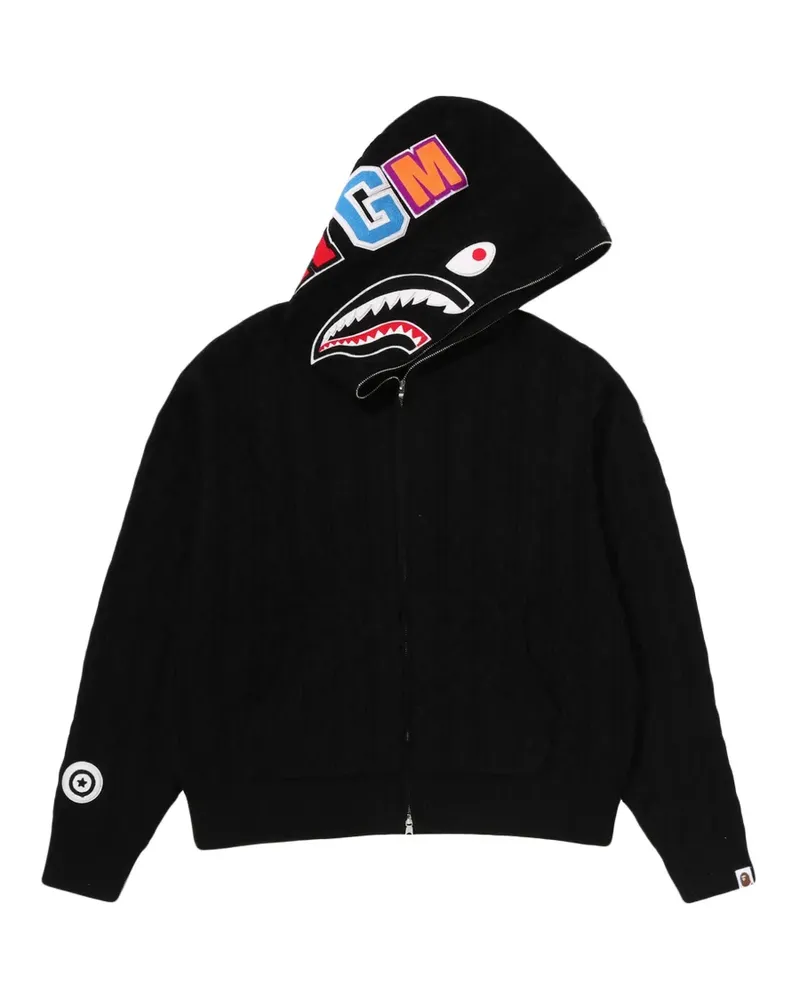 BAPE Shark Hoodie mit Zopfmuster - Schwarz Schwarz