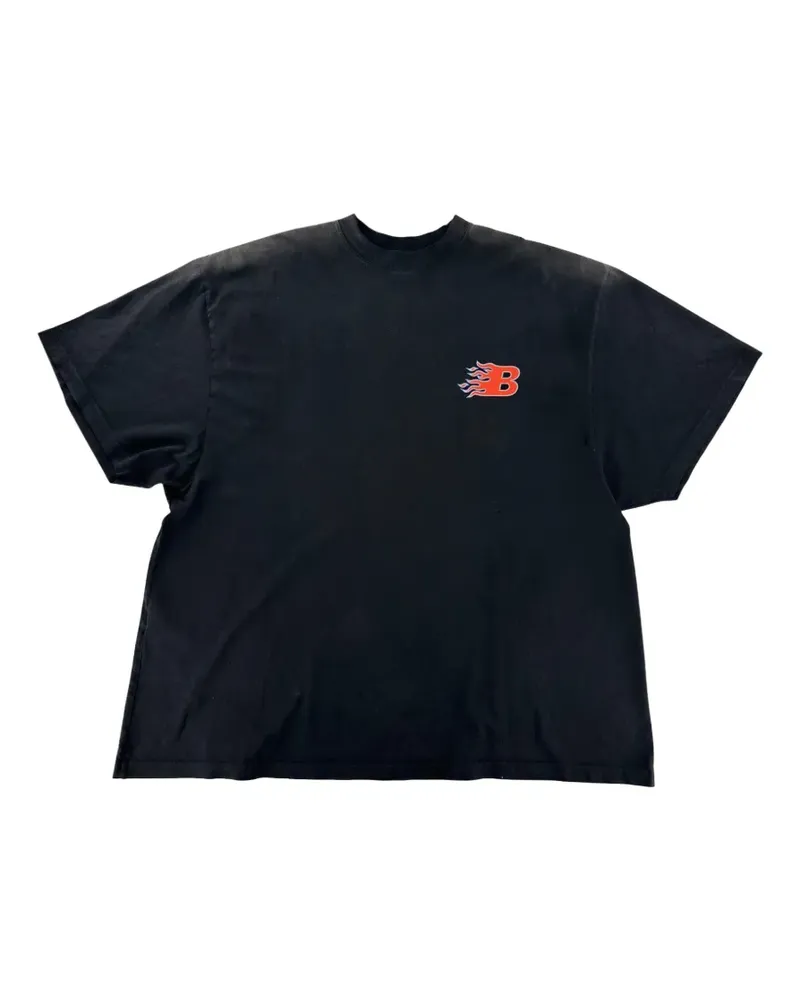 Balenciaga T-Shirt mit Flammen-Print - Schwarz Schwarz