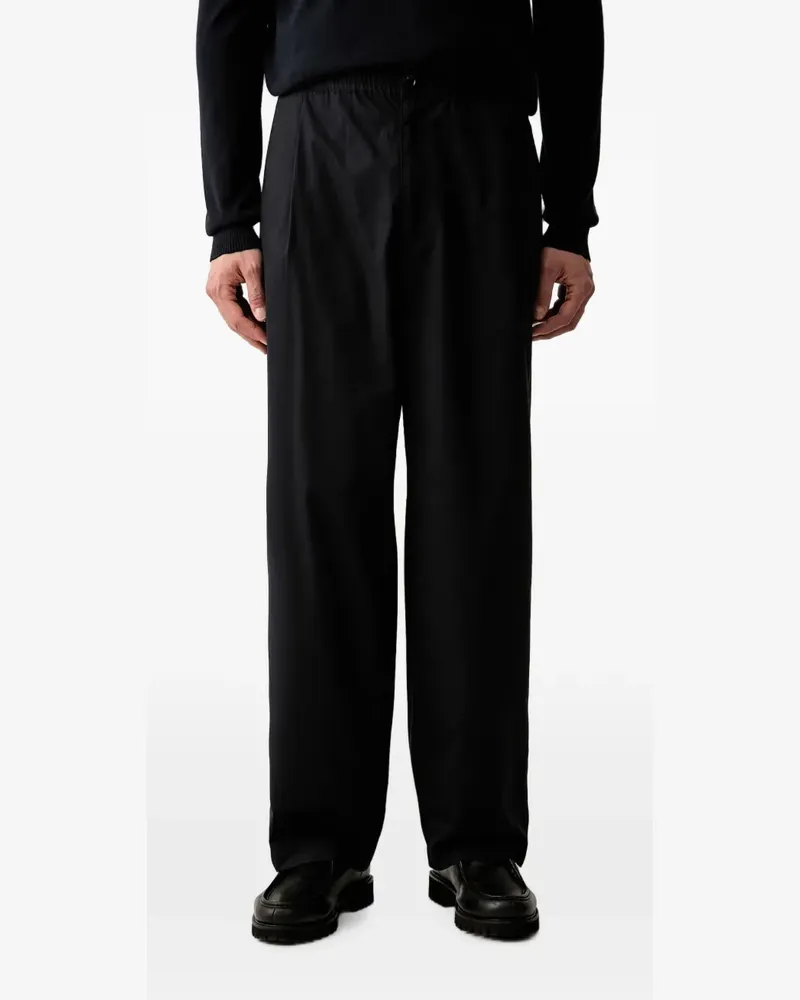 Emporio Armani Hose aus Baumwoll-Popeline mit elastischem Bund - Blau Blau