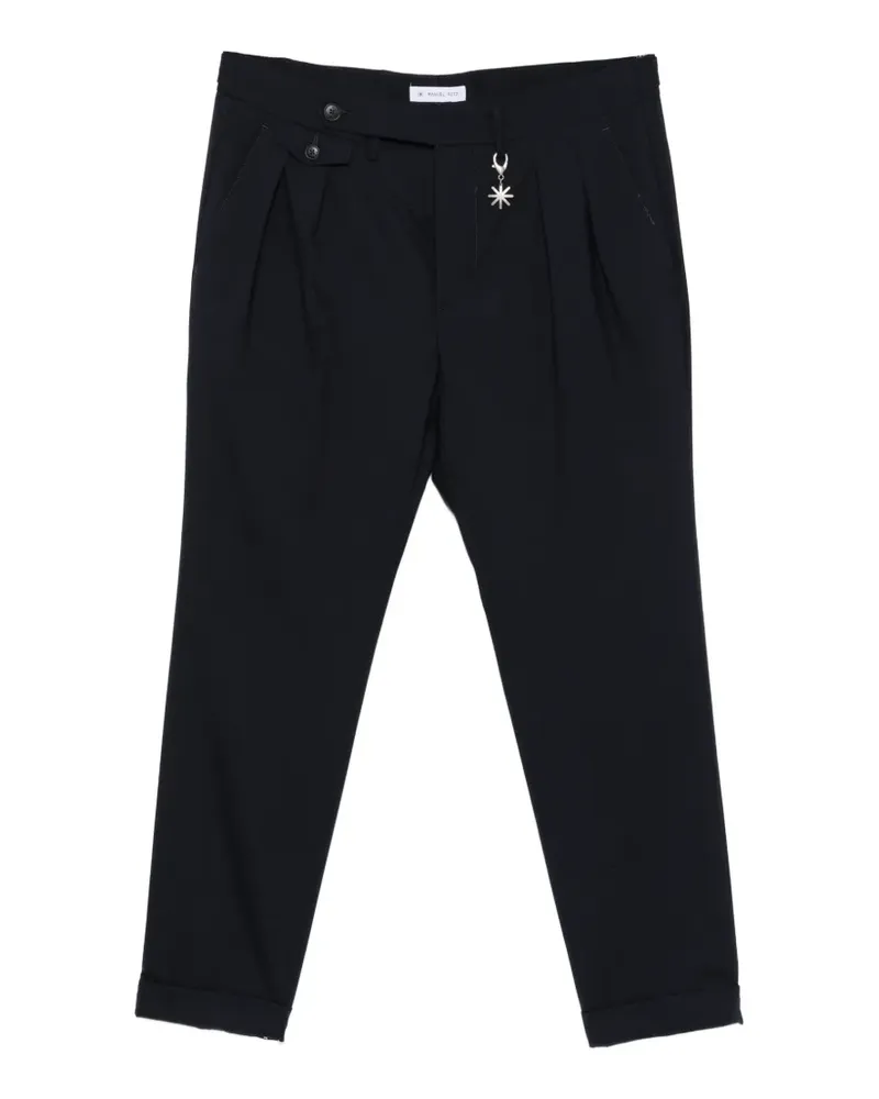 Manuel Ritz Hose mit doppeltem Faltenanhänger - Blau Blau