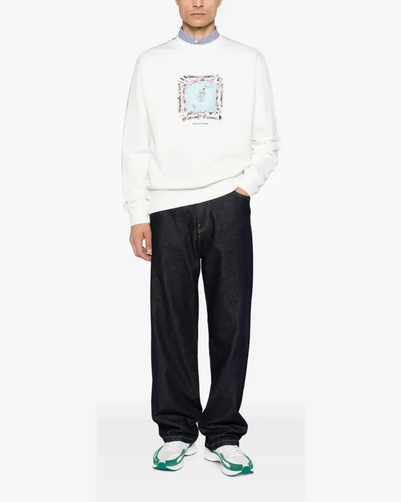 Drôle de Monsieur Sweatshirt mit grafischem Print - Weiß Weiß