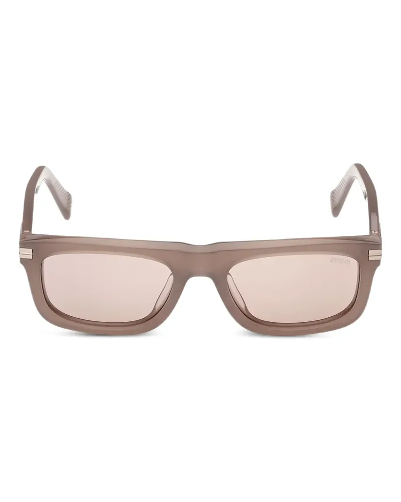 Ermenegildo Zegna rectangle-frame sunglasses - Braun Braun