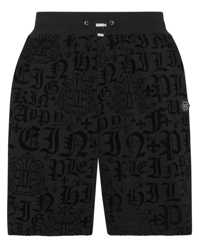 Philipp Plein Joggingshorts mit Gothic Plein-Print - Schwarz Schwarz